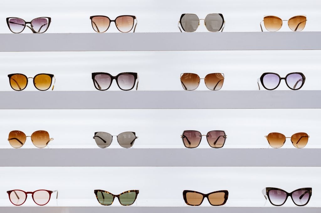 Display of sunglasses