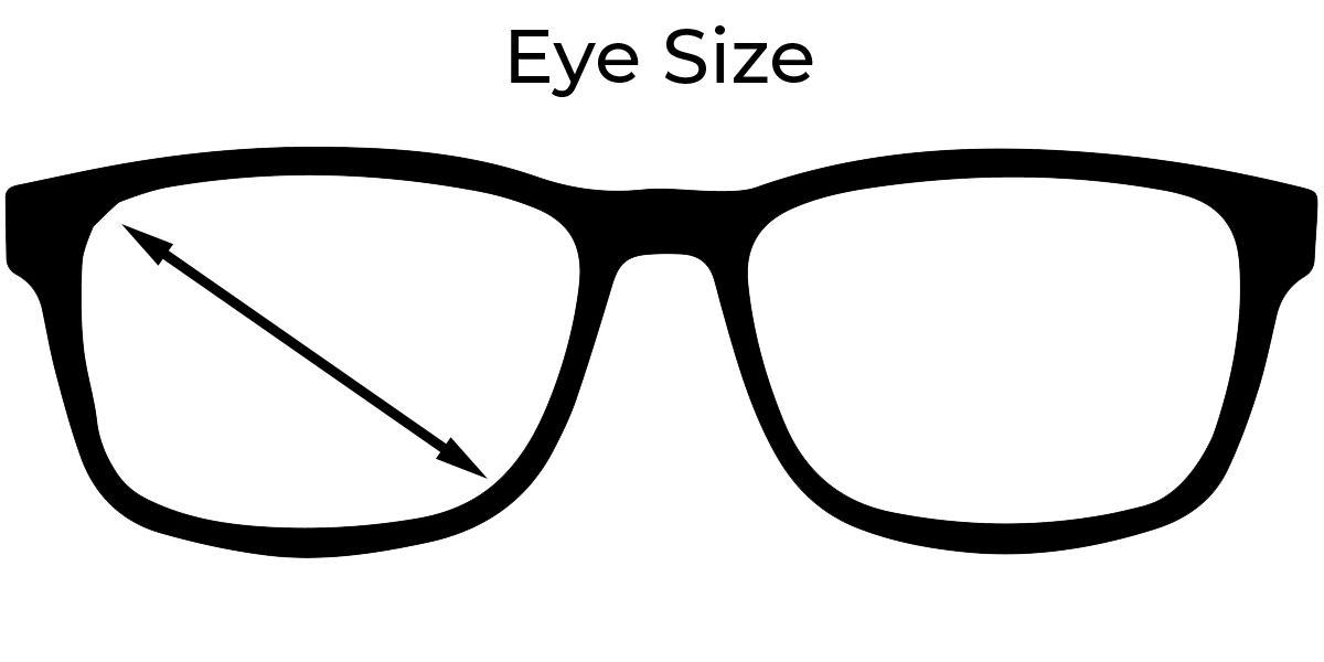 Diagram showing eye size measurement