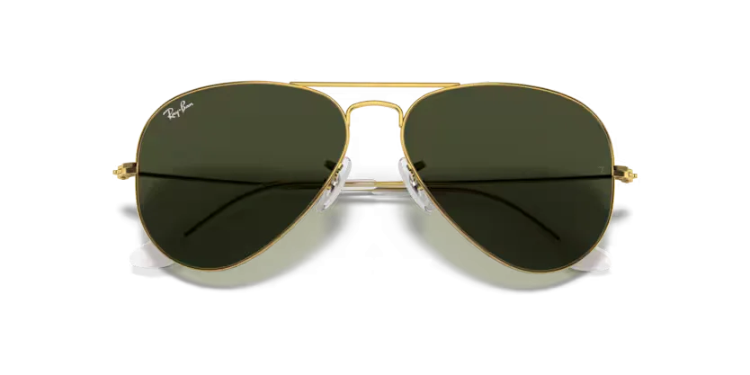 Gold RayBan Aviator folded 3025