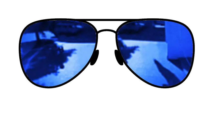 Blue mirrored sunglass lens, combining style with glare reduction