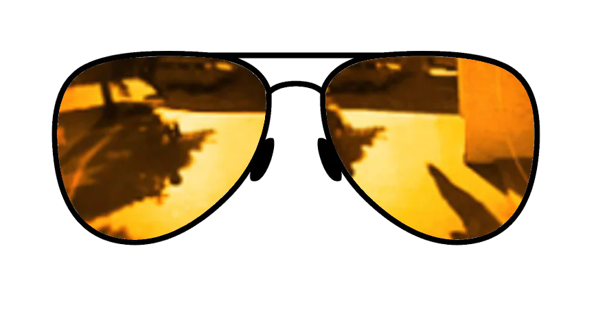 Mirrored sunglass lens with a gold tint, offering stylish glare reduction