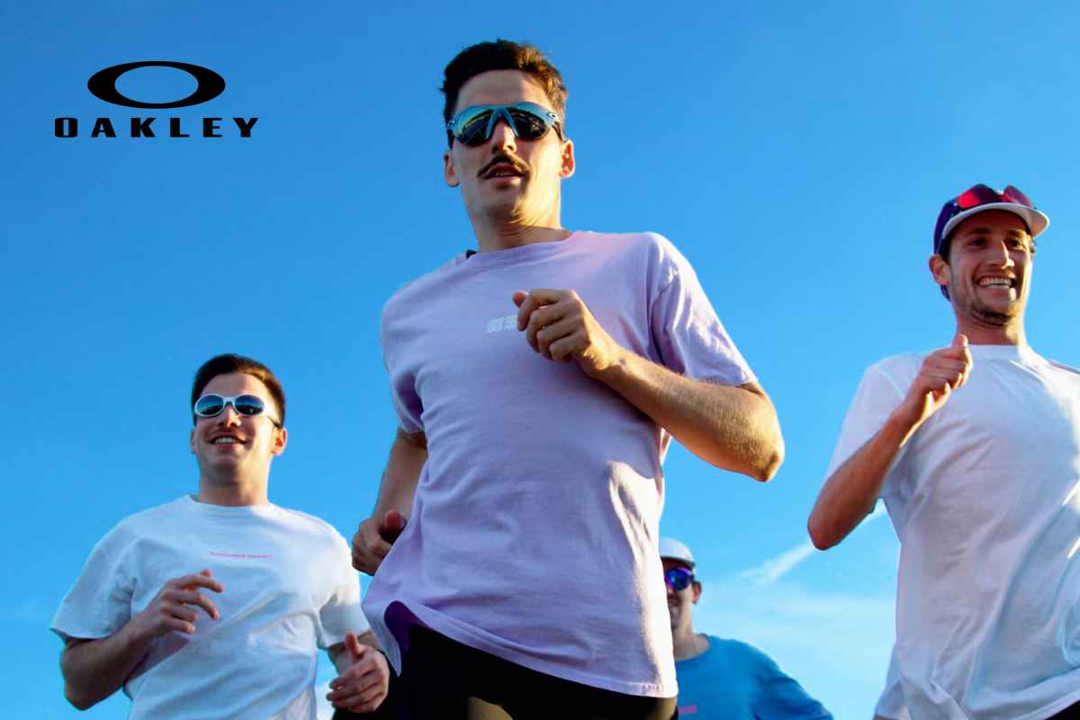 Oakley sport wrap black plastic sunglasses with mirrored prescription lenses