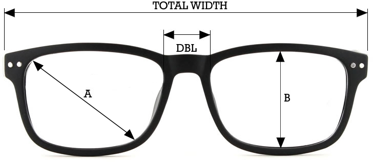 Glasses Front Dimensions Diagram