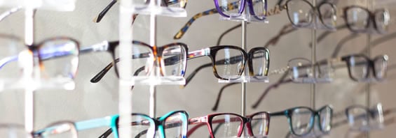 Glasses on shop rack