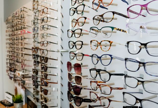 Glasses display in shop