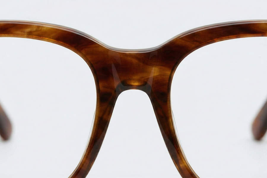 Acetate glasses frames showing rich colour depth and pattern detail