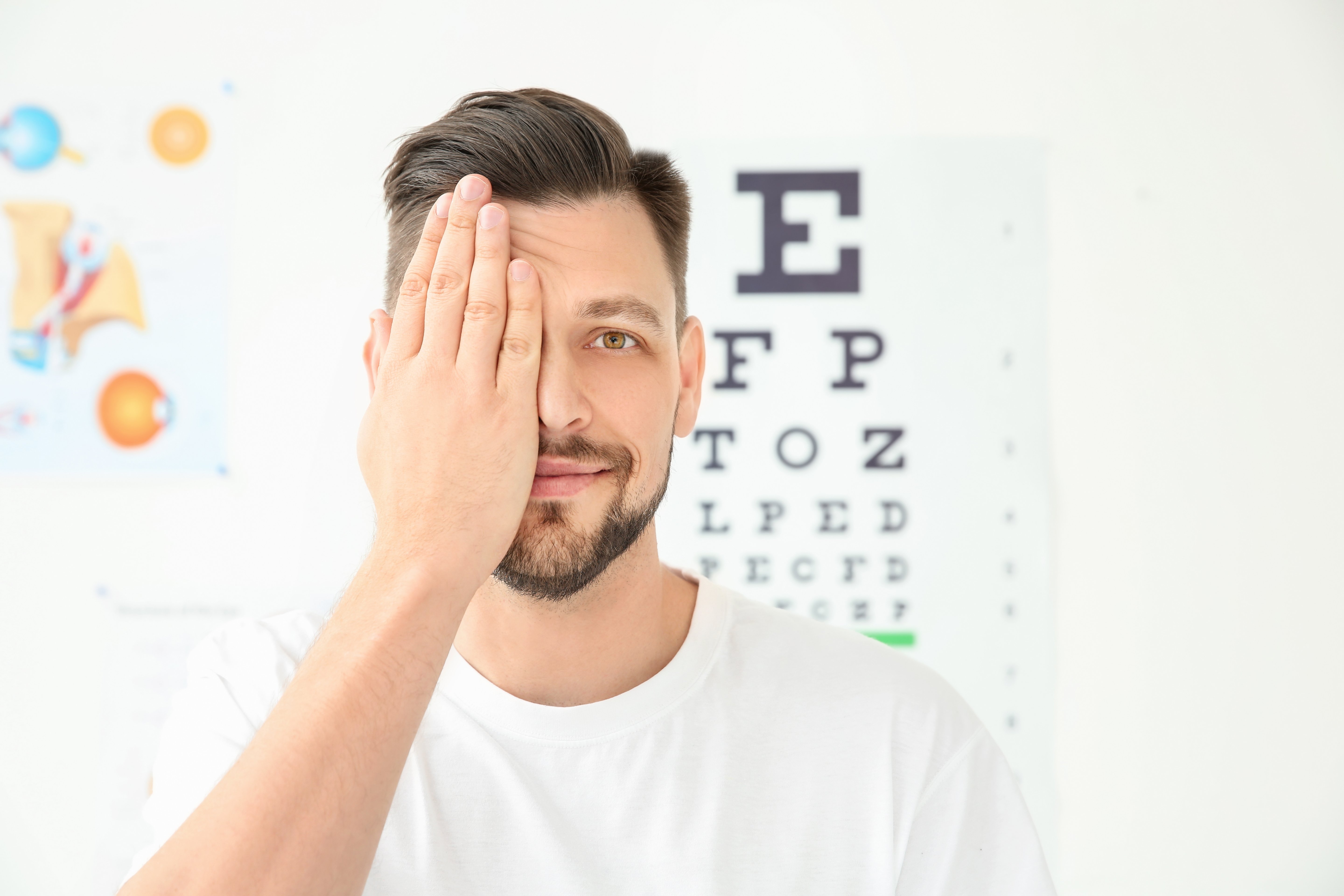 Man at eye test