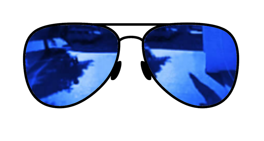 Blue mirrored sunglass lens, combining style with glare reduction